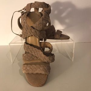 BCBG Suede Ankle Tie Sandal. Size 8
